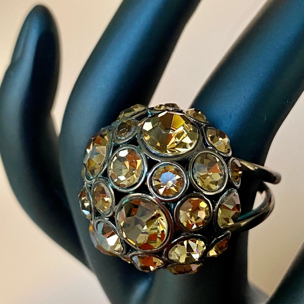Fossil rhinestone Dome in bronze settings Ring sz 7.5